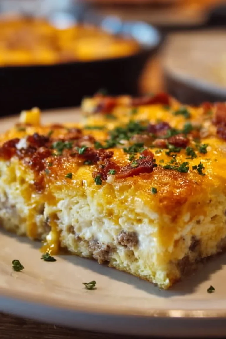 Delicious Crack Breakfast Casserole with layers of eggs, cheese, and savory ingredients