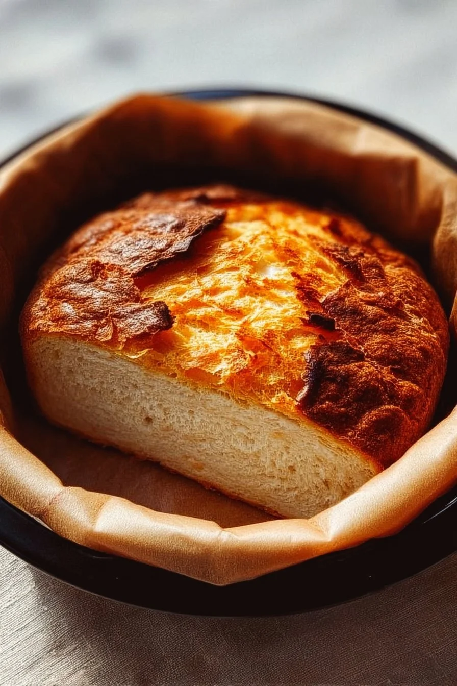 Freshly baked crispy air fryer bread with golden crust and fluffy interior.