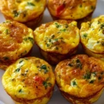 Delicious cottage cheese egg bites with colorful vegetables in a serving dish.