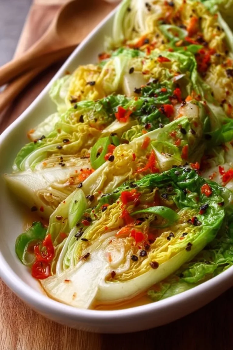 Bowl of crunchy Asian cabbage salad with fresh vegetables and dressing