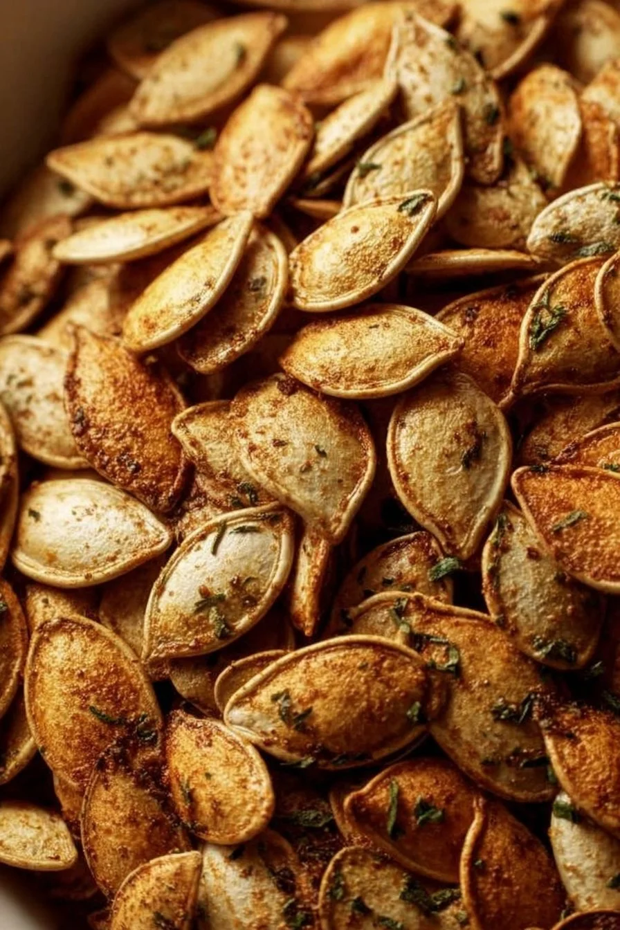 Roasted pumpkin seeds ready to be served as a healthy snack
