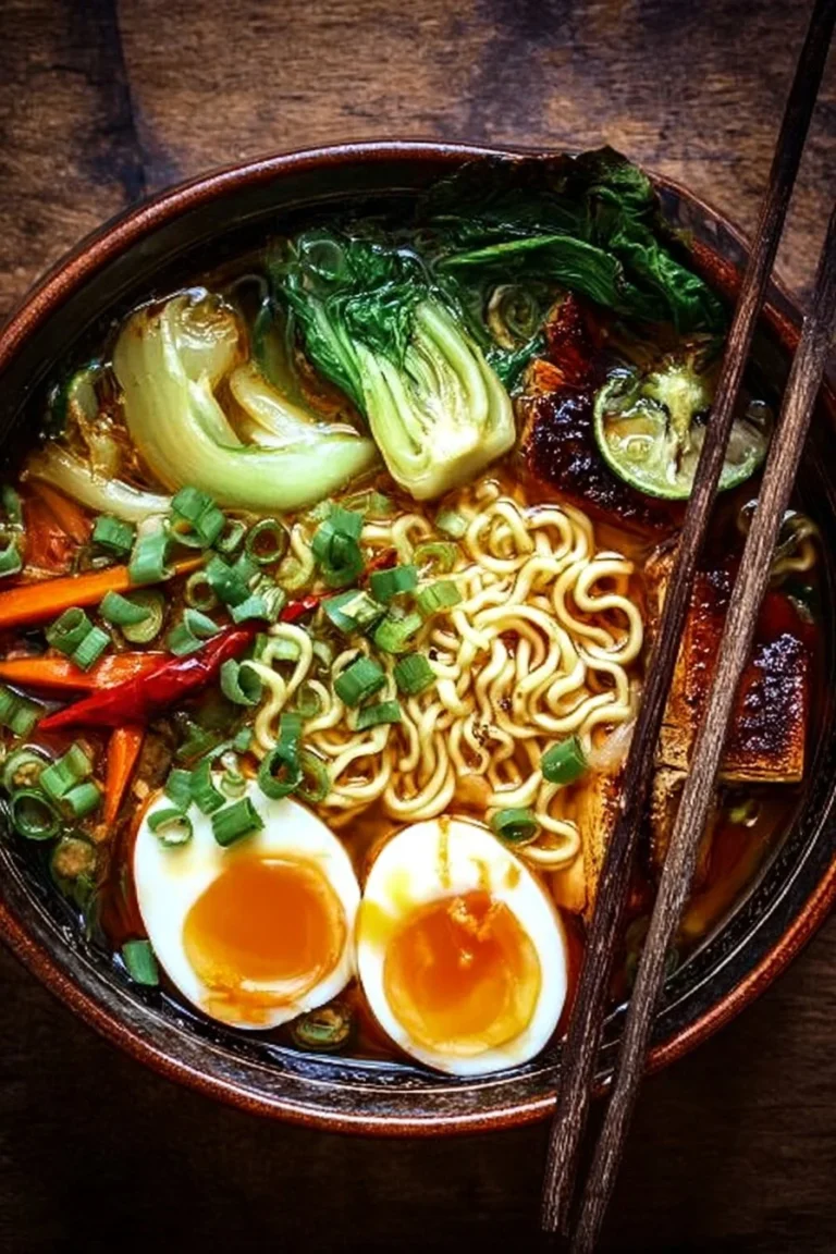 Easy ramen noodle dish with fresh vegetables