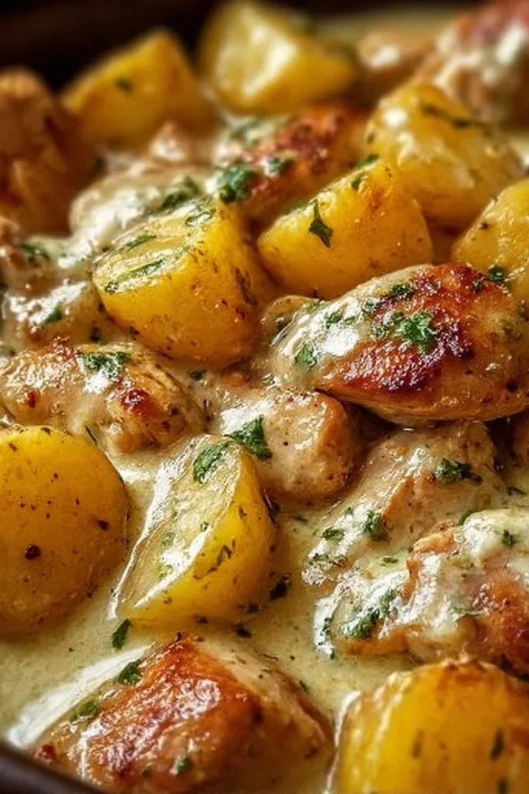 Garlic Parmesan Chicken with potatoes cooked in a Crockpot