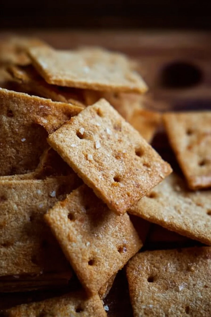 Homemade sourdough crackers ready for serving