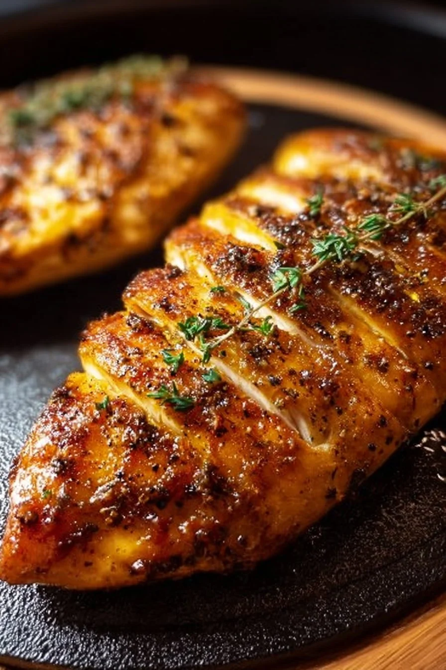 Juicy air fryer chicken breast cooked to perfection in an air fryer.