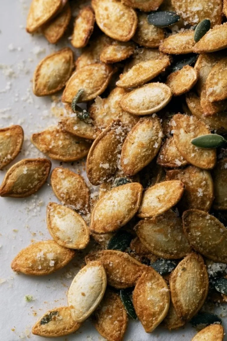 Garlic parmesan flavored pumpkin seeds in a bowl