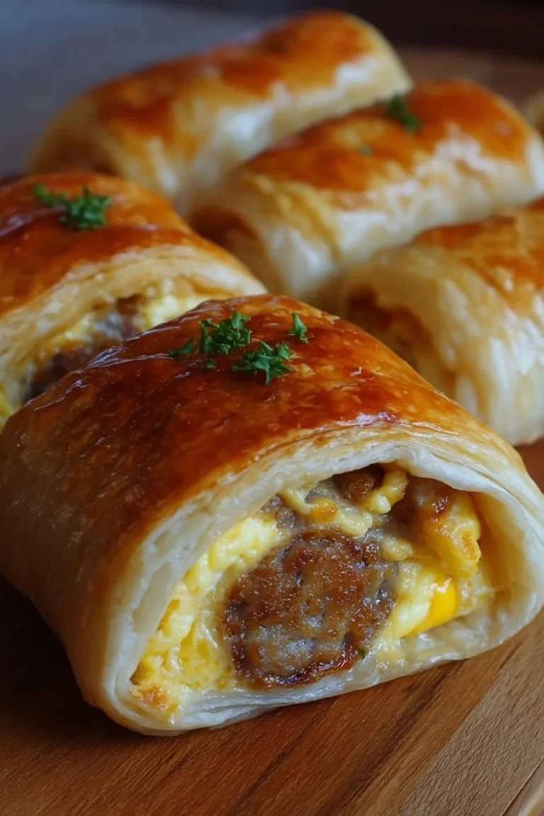 Delicious sausage egg breakfast rolls served on a plate