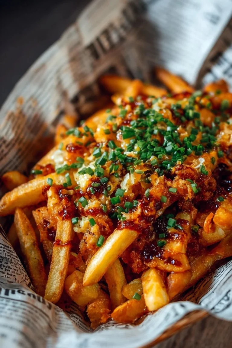 Delicious Spicy Louisiana Voodoo Fries topped with flavorful seasonings and sauces.