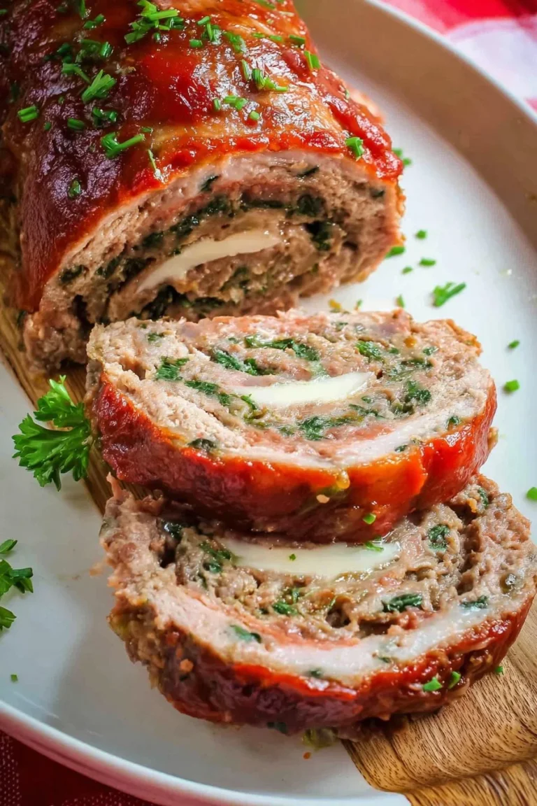 Delicious Stuffed Meatloaf Roll with savory filling