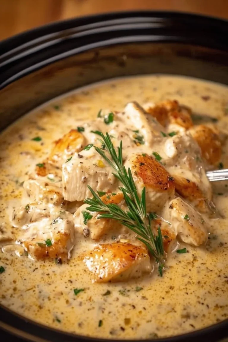 Creamy Crock Pot Ranch Chicken served in a bowl with herbs and spices