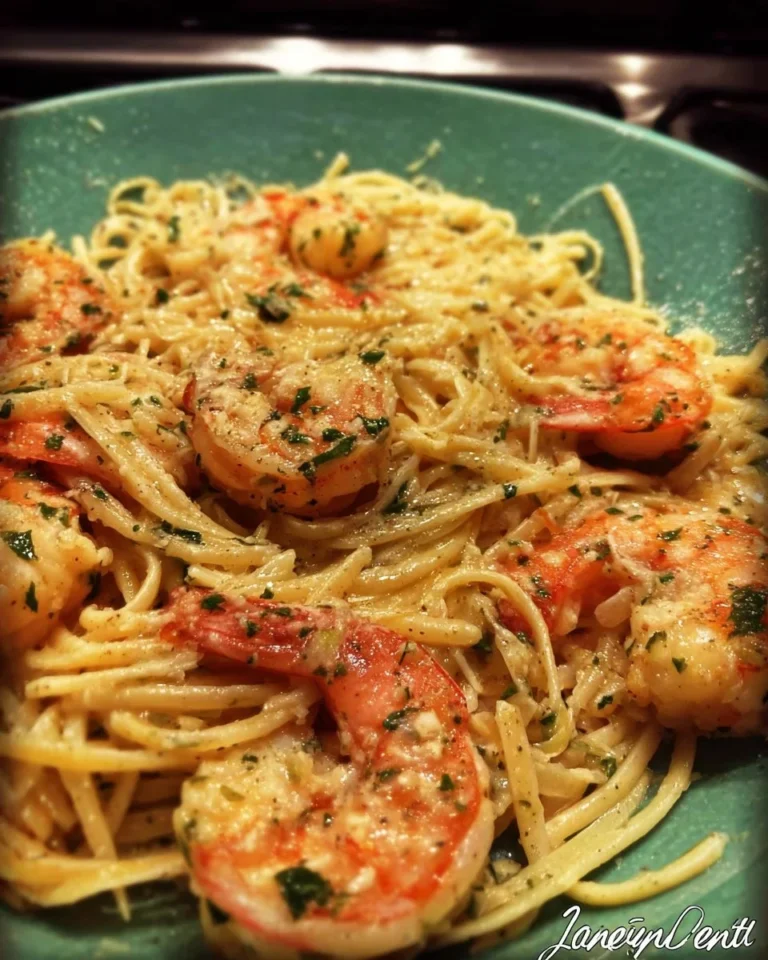 Cajun shrimp scampi with garlic and herbs served on a plate