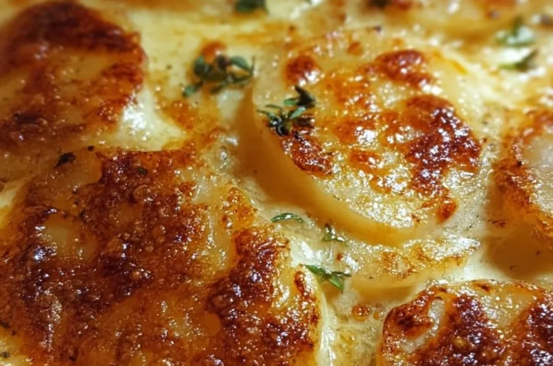 Delicious Garlic Basil Scalloped Potatoes with creamy layers and fresh herbs