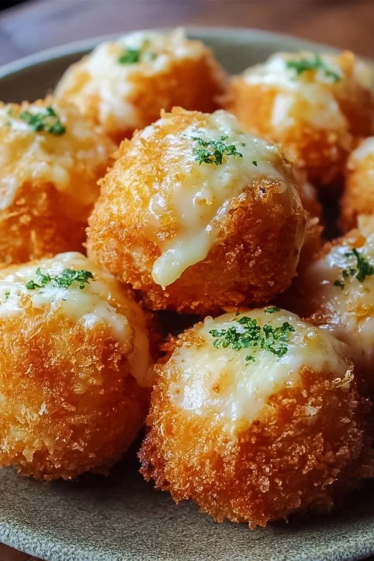 Cheesy delight balls served on a platter with dipping sauce