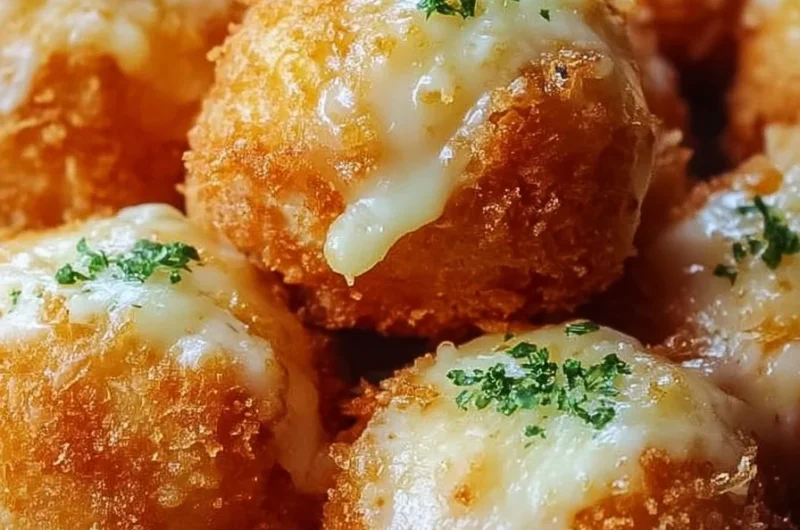 Cheesy delight balls served on a platter with dipping sauce