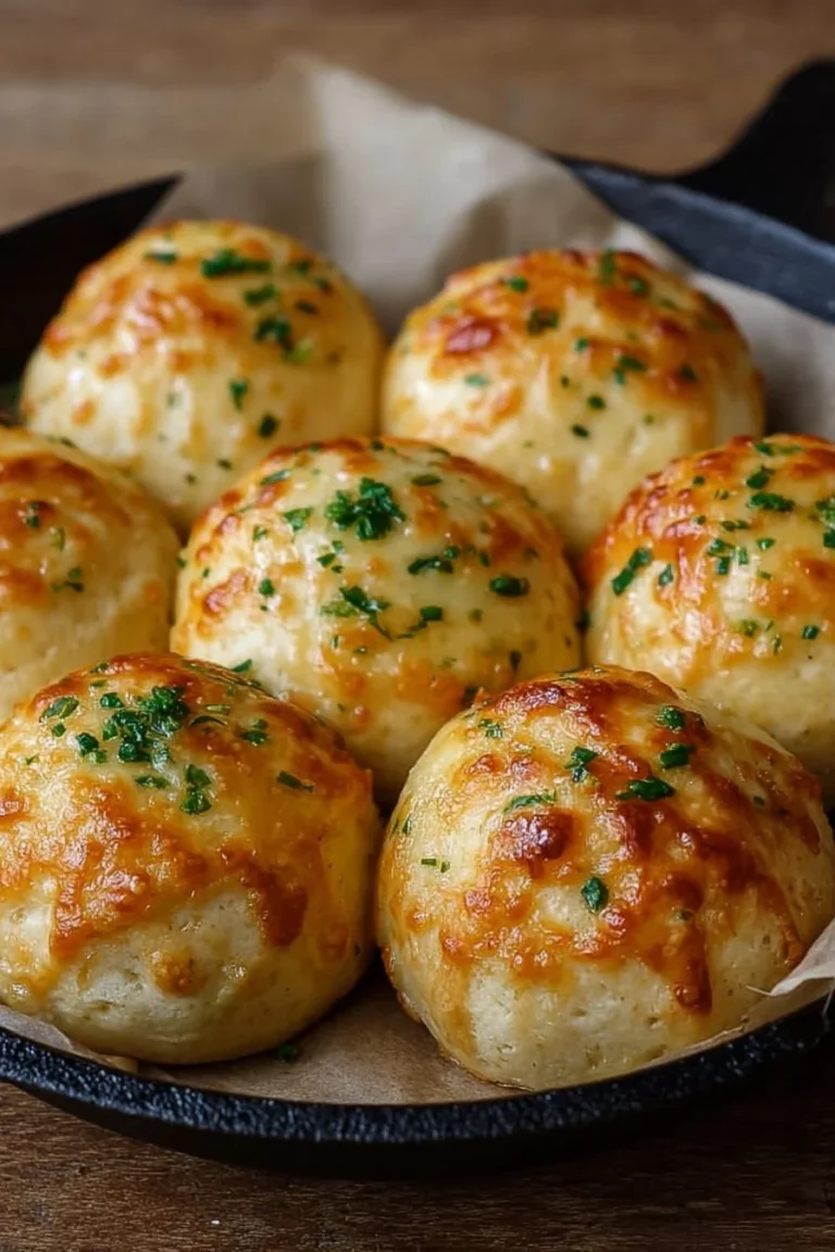 Cheesy garlic butter biscuit bombs with melted cheese and herbs
