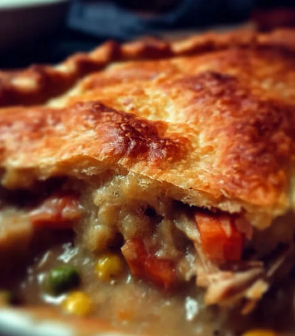 Homemade Chicken Pot Pie with flaky crust and savory filling of chicken and vegetables