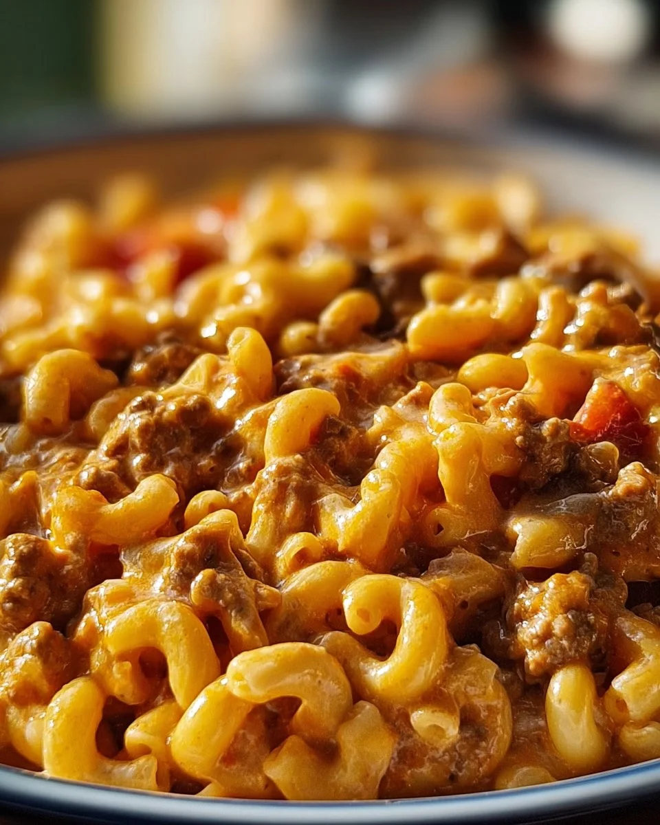 A bowl of creamy taco mac topped with cheese and spices, ready to serve.