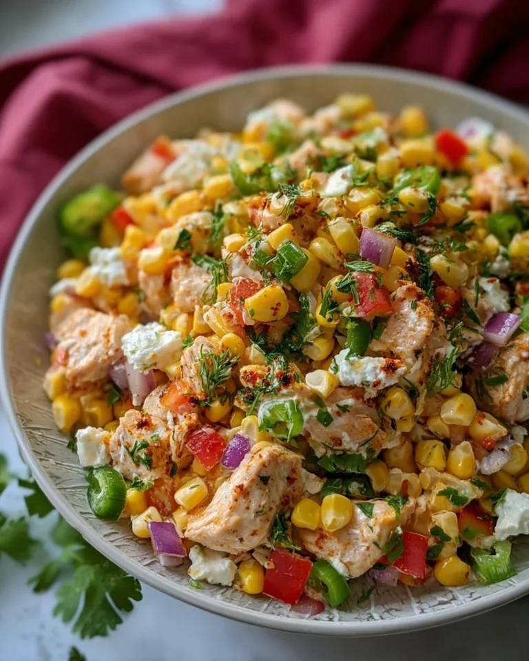 Healthy Street Corn-Inspired Chicken Salad with fresh ingredients