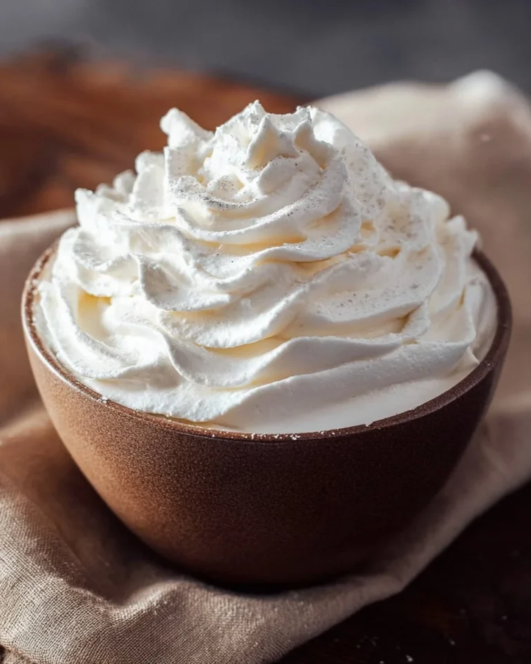 Bowl of homemade whipped cream ready to be served with desserts