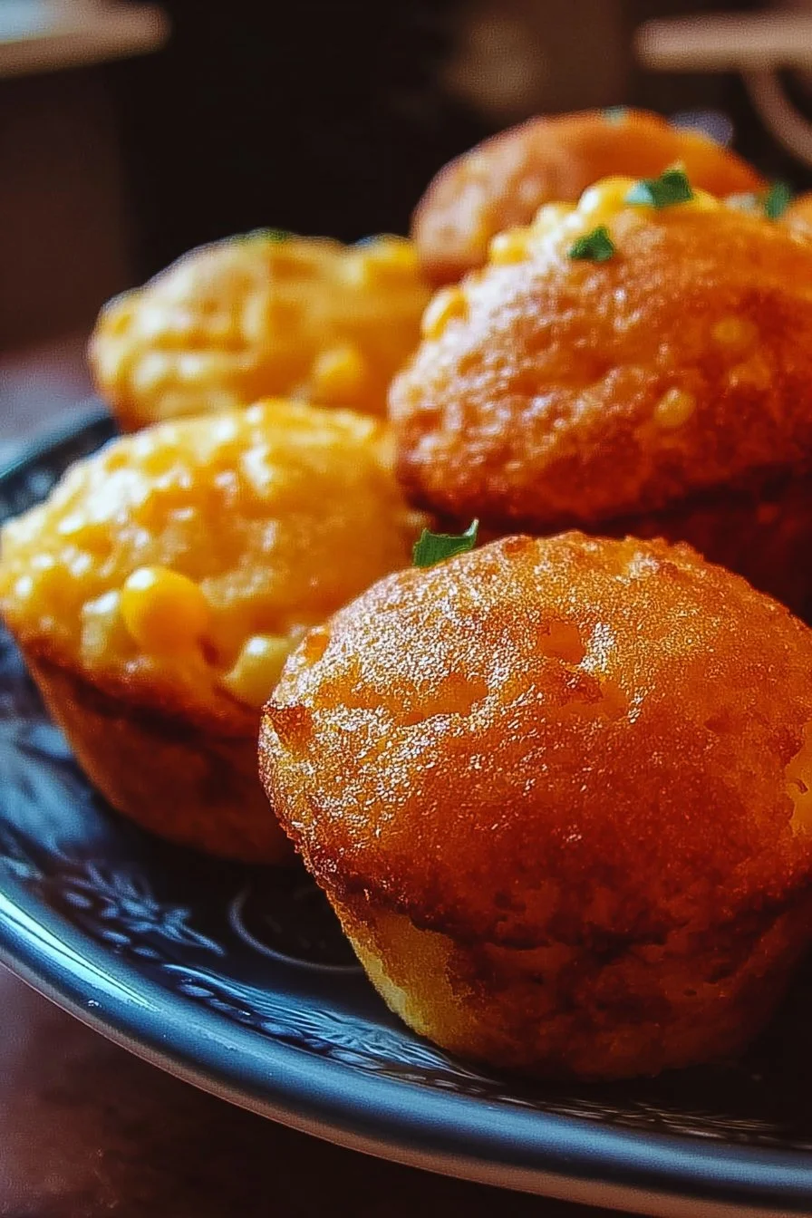 Delicious Honey Butter Cornbread Poppers served with honey drizzle
