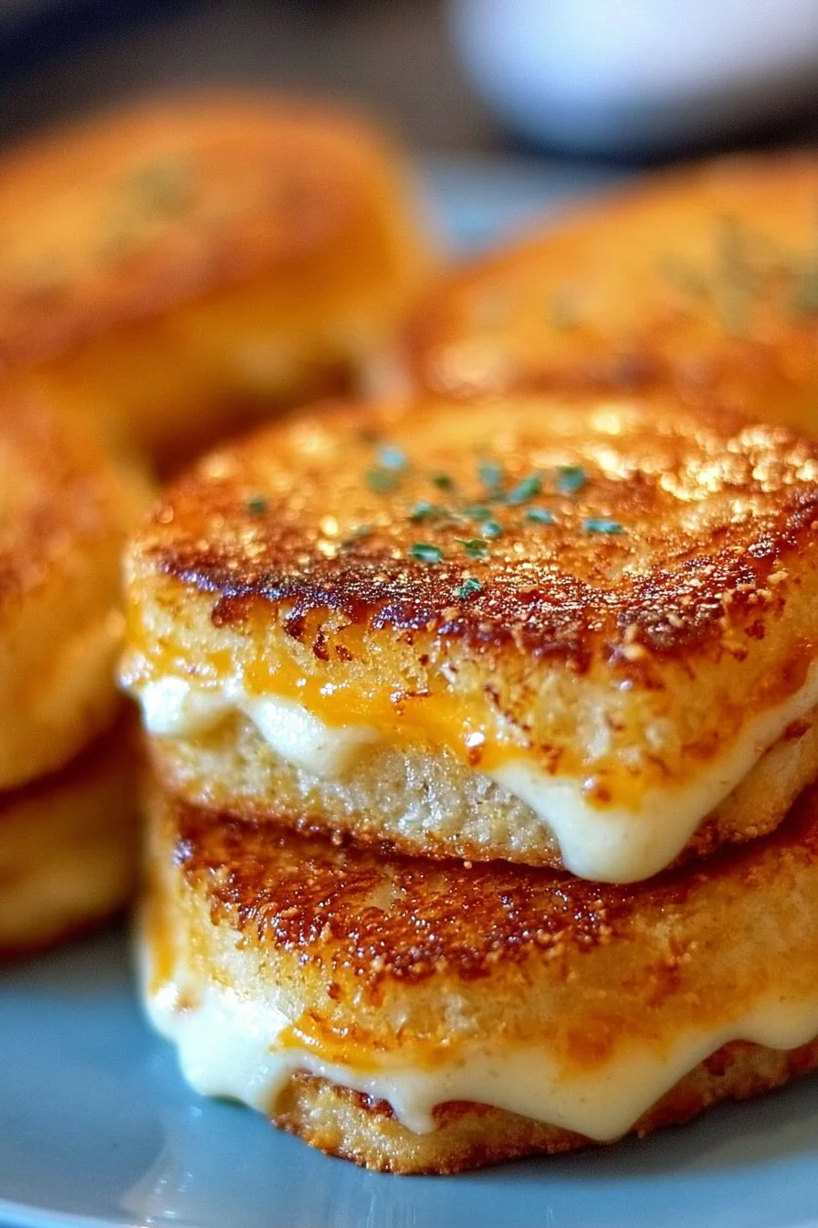 Mini baked grilled cheese sandwiches, crispy and cheesy, ideal for snacks and gatherings.