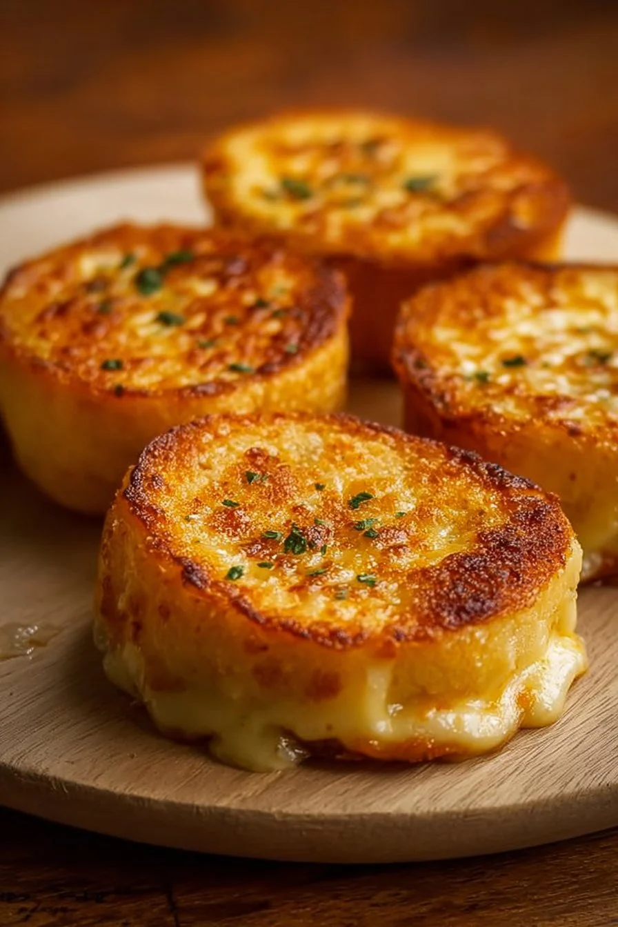 Mini Baked Grilled Cheese recipe with melted cheese and crispy bread