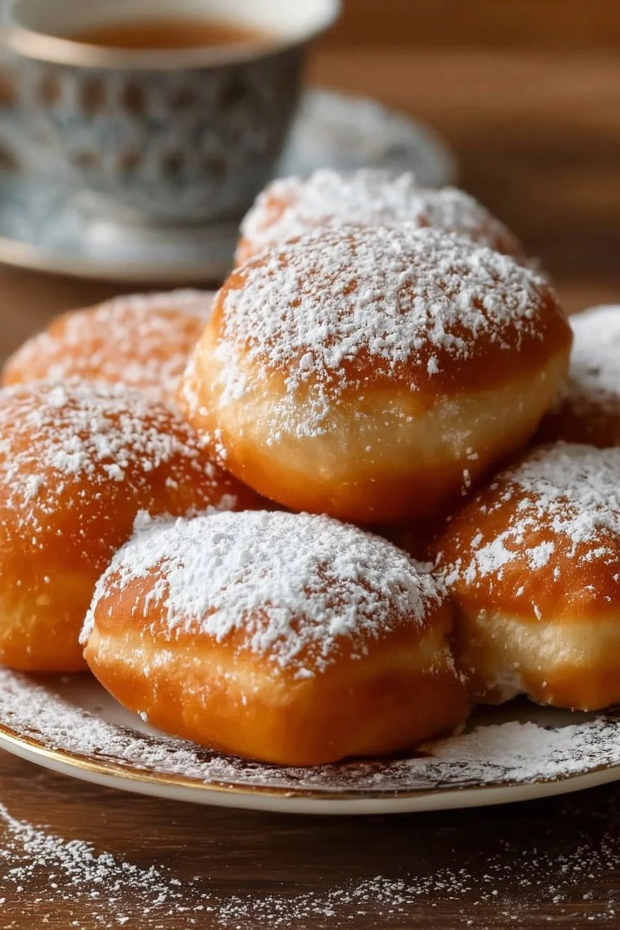 Delicious Vanilla French Beignets dusted with powdered sugar