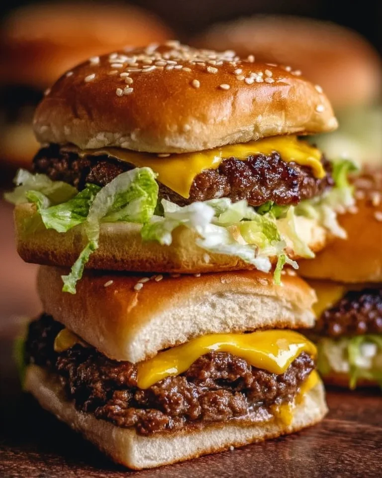 Big Mac sliders on a platter with fresh ingredients and condiments