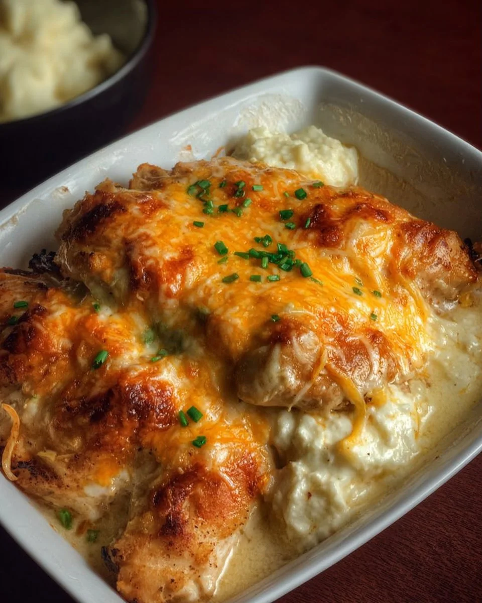 Cheesy Ranch Chicken dish garnished with herbs