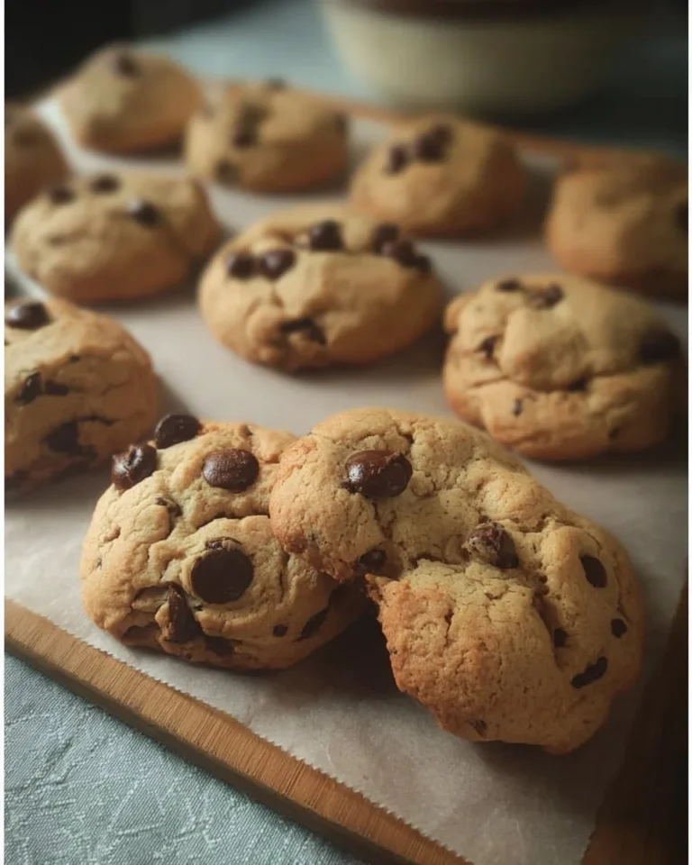 Homemade chocolate chip cookies fresh out of the oven, golden and delicious