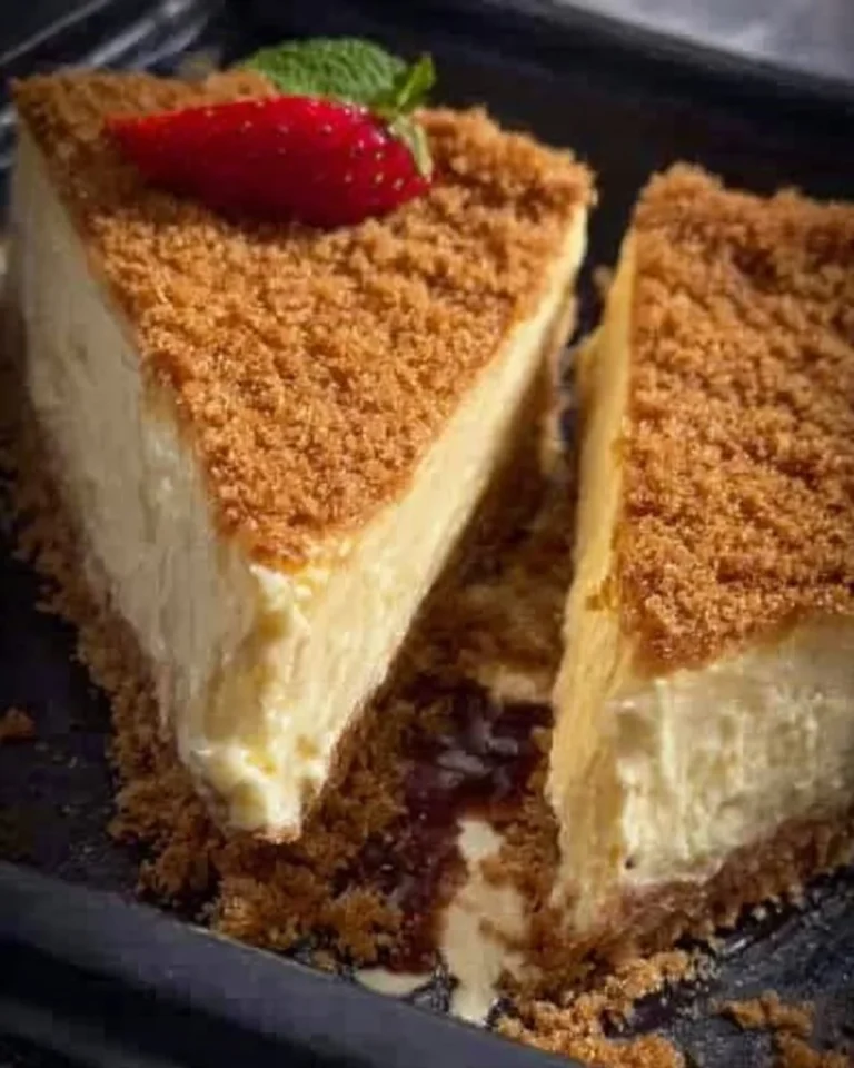 Delicious Double Crust Cheesecake with creamy filling and golden crust