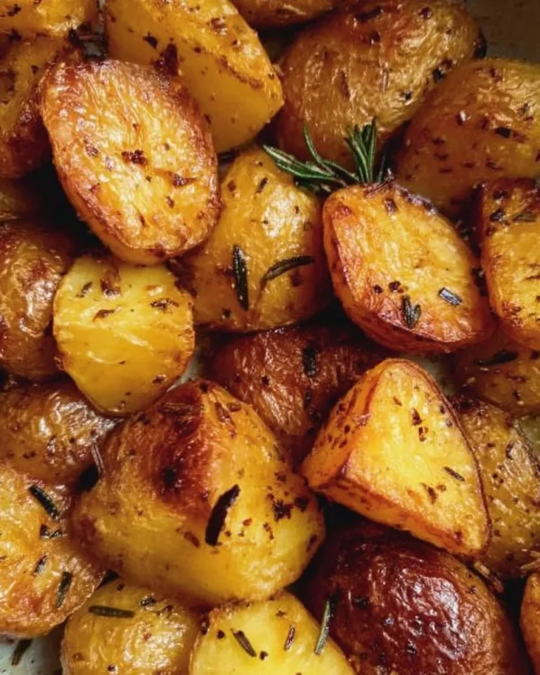 Bowl of easy delicious roasted potatoes, golden brown and crispy