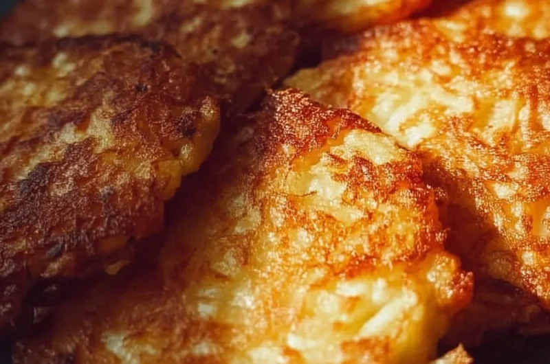 Delicious German potato pancakes served with applesauce and sour cream