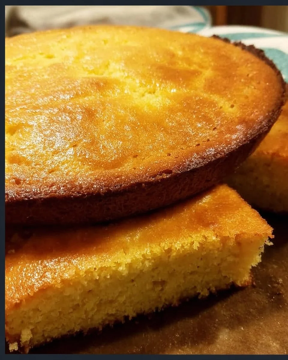 Freshly baked homemade cornbread in a cast iron skillet