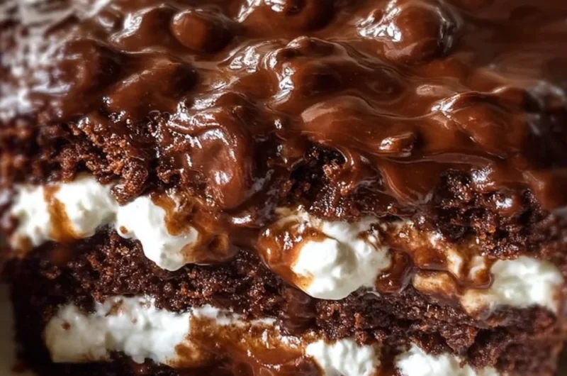 Delicious slice of Mississippi Mud Cake with chocolate frosting and nuts