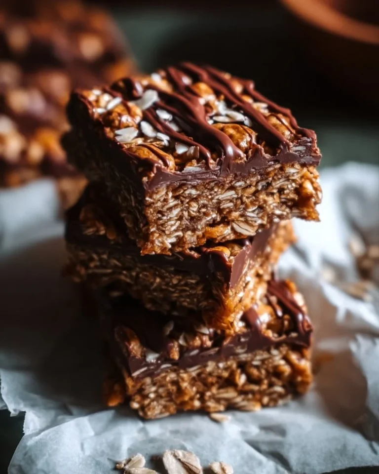 No-bake chocolate oat bars with a rich chocolate layer and oat base.