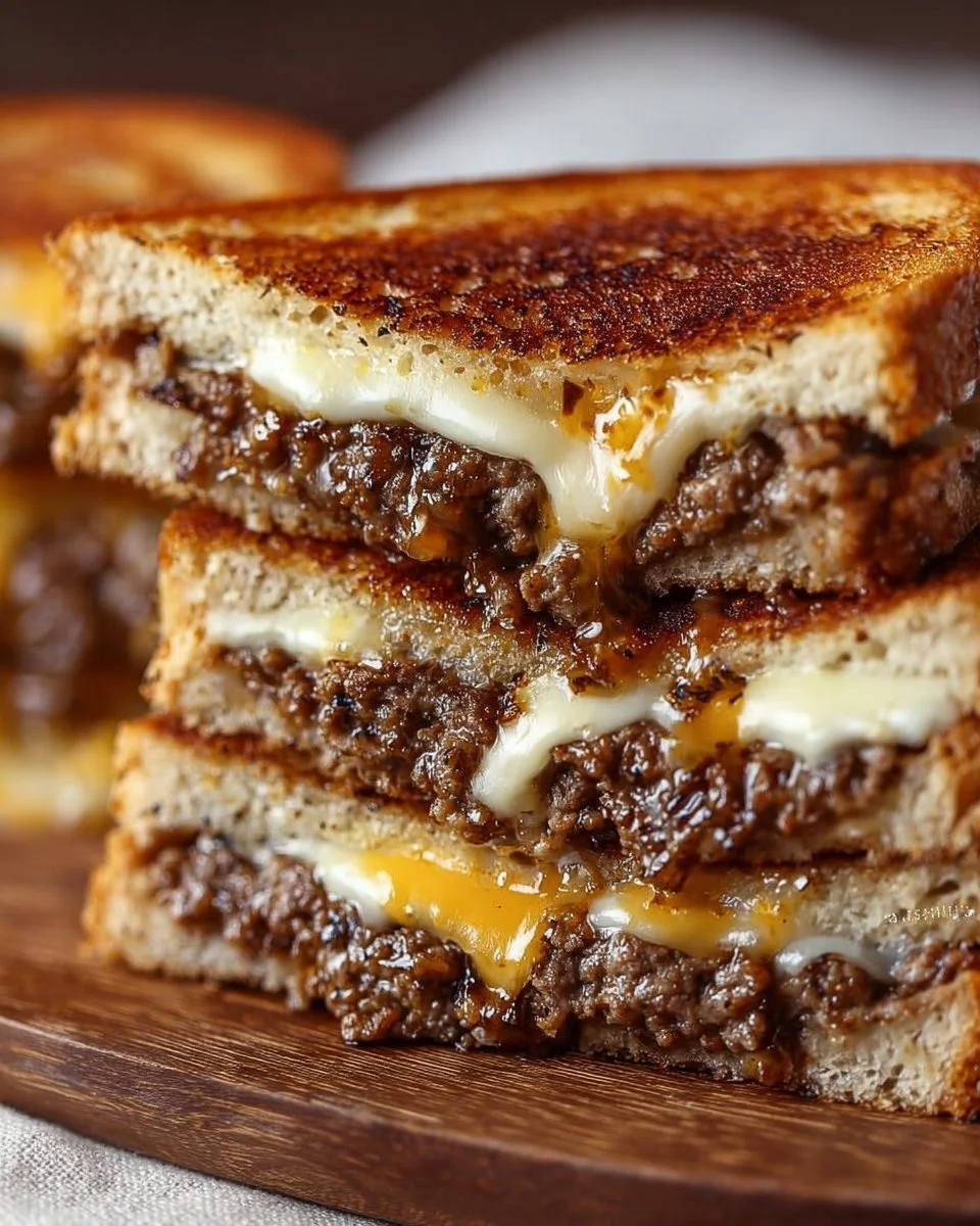 Delicious patty melt with secret sauce, grilled to perfection.