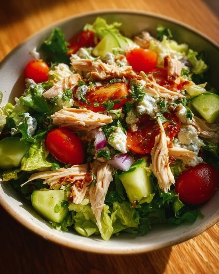 Delicious summer rotisserie chicken salad with vibrant vegetables