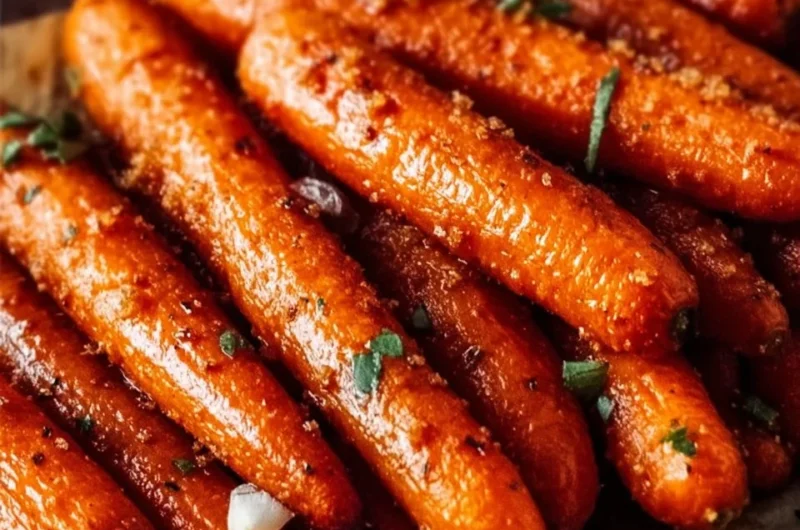 Oven-baked carrots glazed with brown sugar, a delectable side dish.