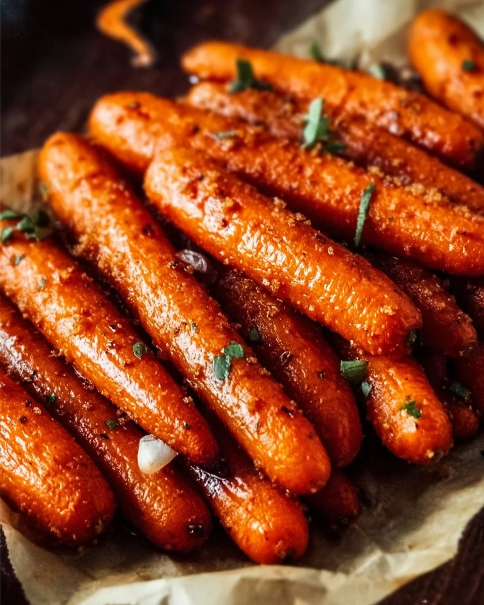 Oven-baked carrots glazed with brown sugar, a delectable side dish.