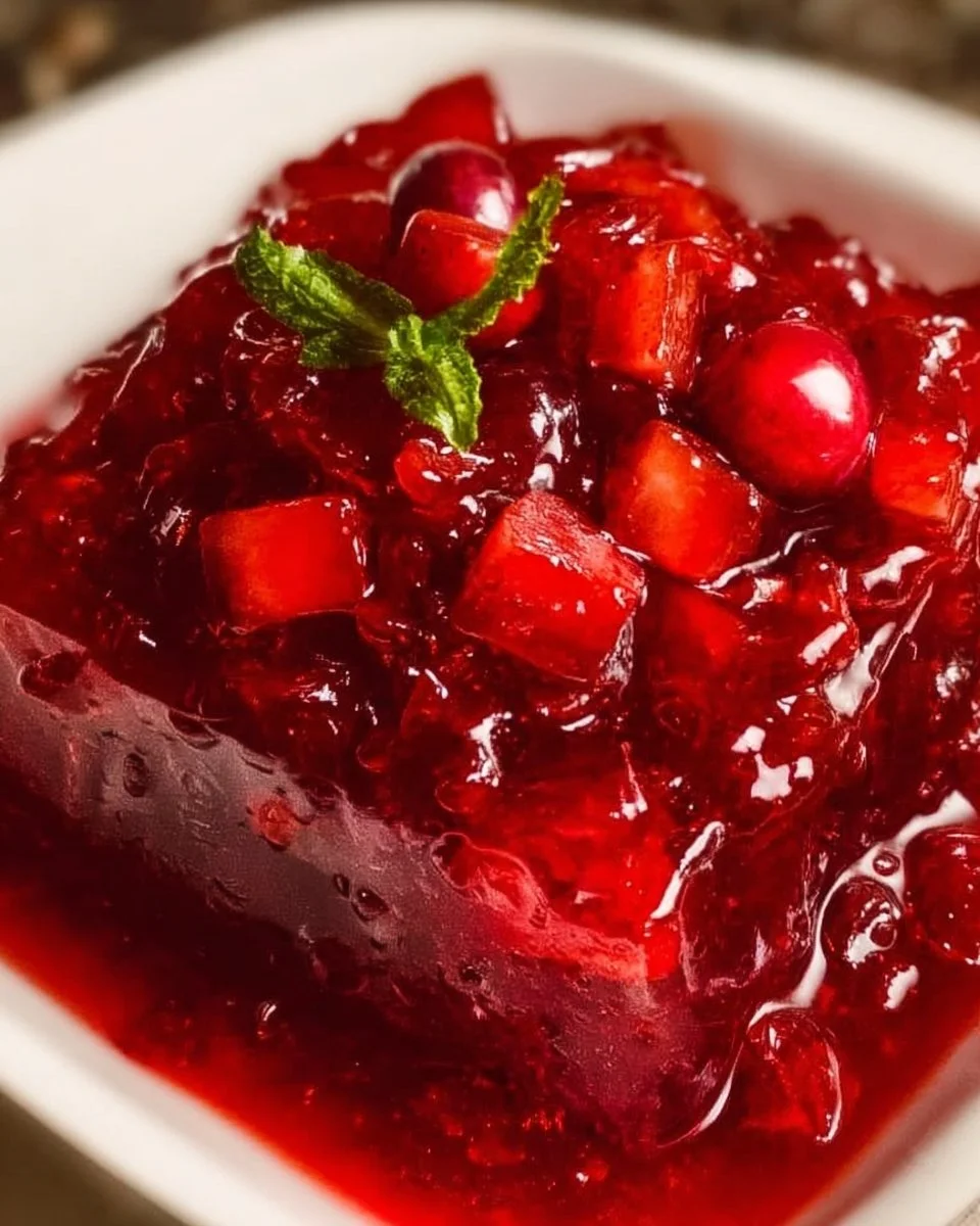 Delicious and colorful Cranberry Jello Salad served in a bowl