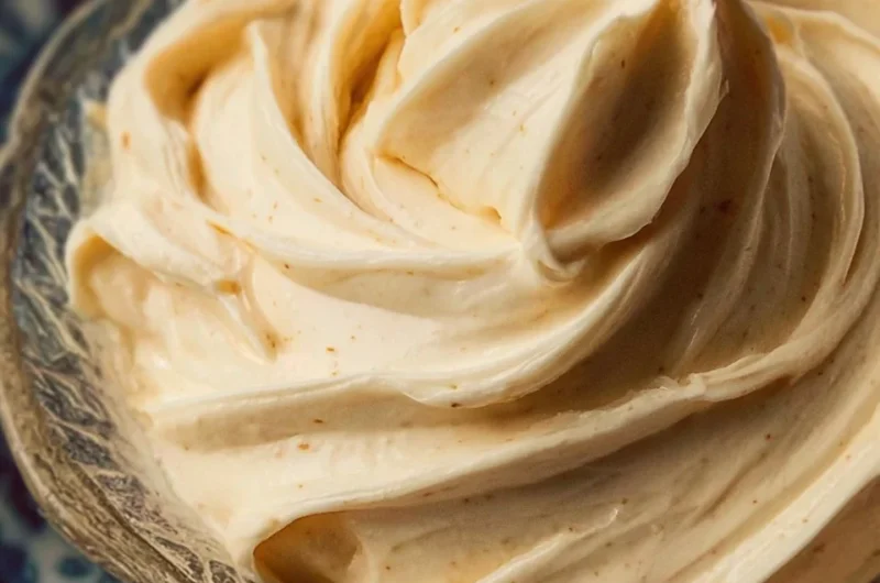 Delicious cream cheese frosting spread on a homemade cake