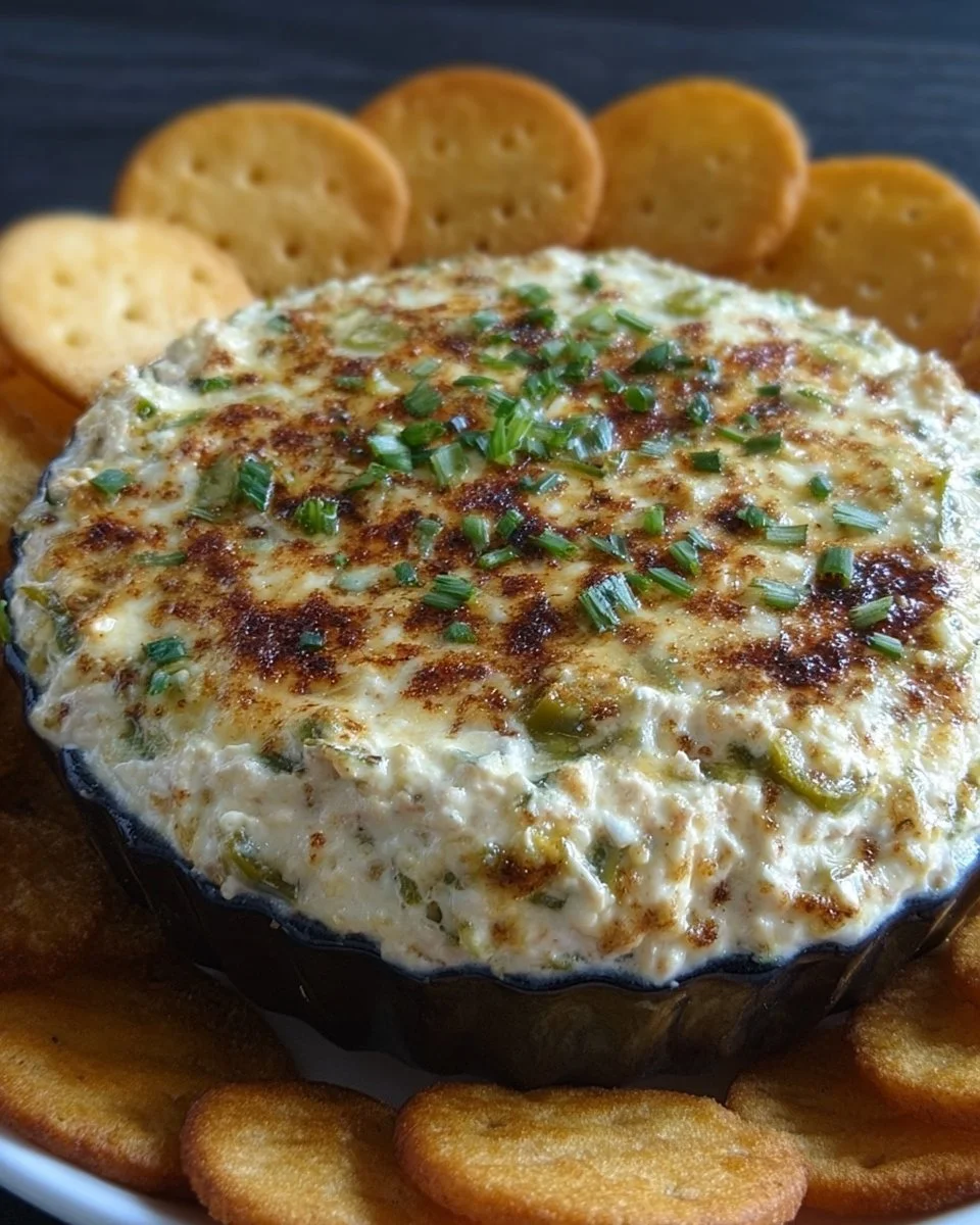 Creamy jalapeño popper dip served in a bowl with tortilla chips