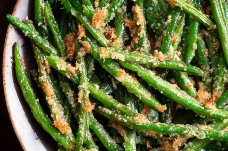 Delicious Garlic Parmesan Green Beans served as a healthy side dish