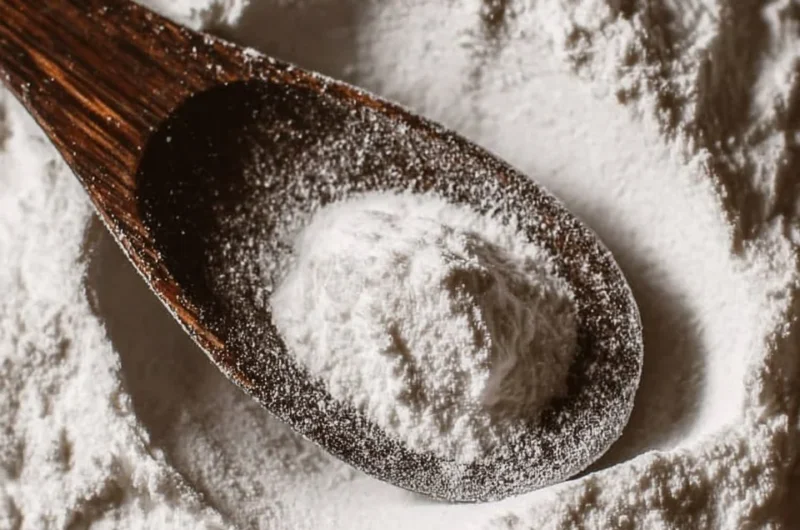 Homemade powdered sugar in a bowl with a blender.