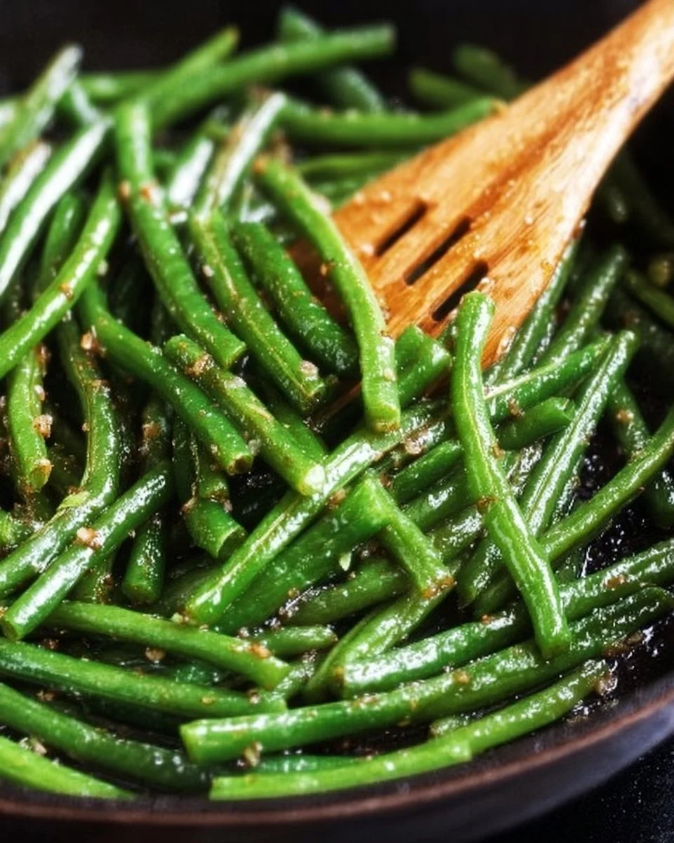 Delicious sautéed green beans served in a bowl with seasoning.