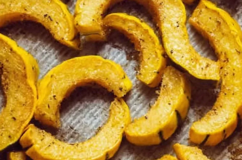 Oven roasted delicata squash served on a plate.