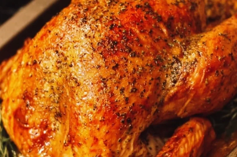 Perfectly cooked oven-roasted turkey served on a platter