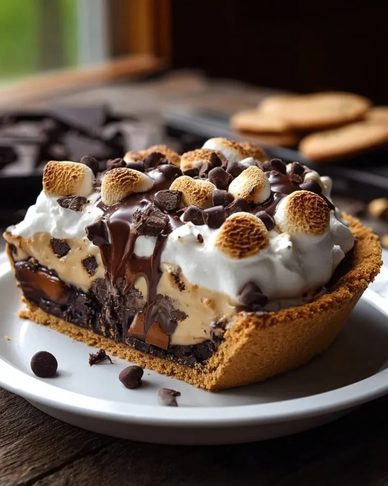 Ultimate Giant S'mores Cookie Dough Pie with gooey marshmallow and chocolate