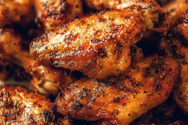 Crispy air fryer chicken wings served with a tangy dipping sauce